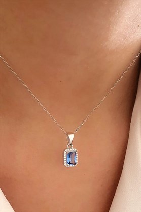 Sky Diamond Blue Creative Sapphire 925 ayar Gümüş Lüks Kolye