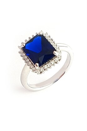 Sky Diamond Blue Creative Sapphire 925 ayar Gümüş Lüks Yüzük 