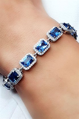 Sky Diamond Blue Creative Sapphire 925 ayar Gümüş Lüks Bileklik