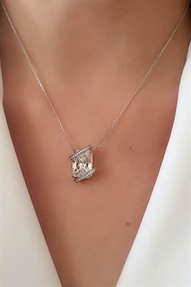 SKY DIAMOND gümüş lüks kolye 1.5 x1 cm