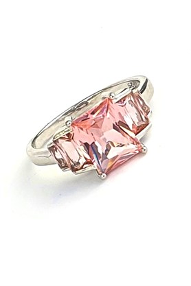 Sky Diamond Pink Morganit Taşlı 925 ayar Gümüş Lüks Yüzük