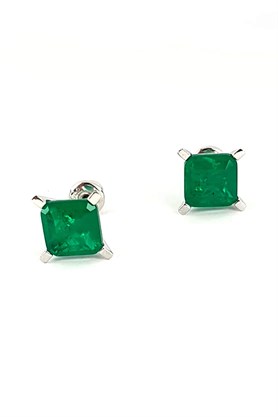 Skydiamond green creative rubies 925 ayar gümüş kare küpe