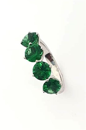 Skydiamond green  creative rubies 925 ayar gümüş 4 sıra taş  yüzük 